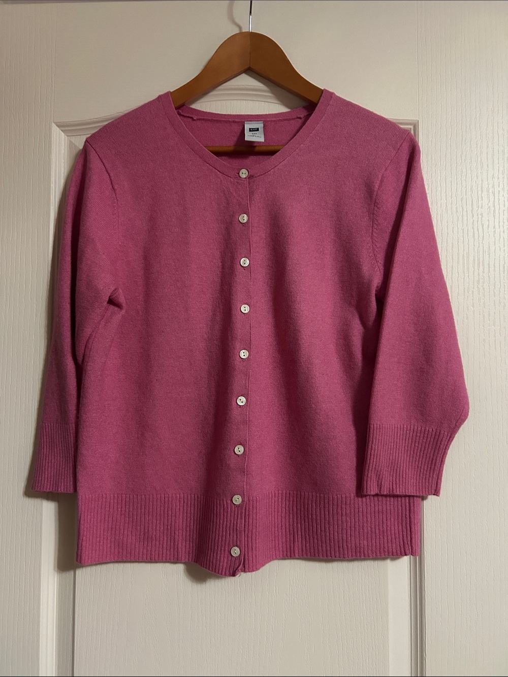GAP Pink Button-Front Crewneck Cardigan